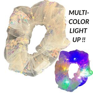 NEW White Light-Up Sequin Mesh Scrunchie — 3 Light Settings!